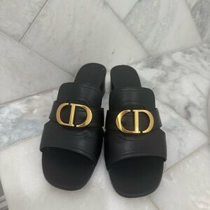 Dior Black Sandals with Gold Logo